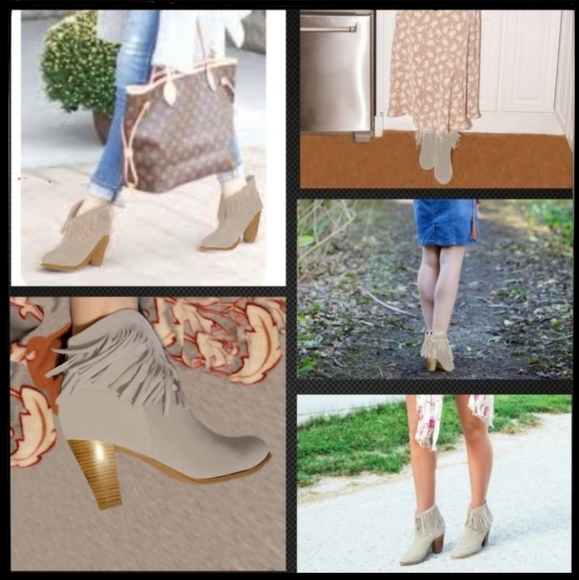 New Genuine Suede Fringed Ankle Boots (Mem. Foam wave insoles) (Sz10) - Picture 4 of 8